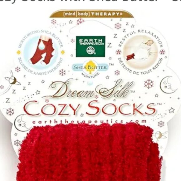 EARTH THERAPEUTICS DREAM SILK SHEA BUTTER MOISTURE COZY SOCKS-SANTA STYLE- OSFM - Picture 2 of 8